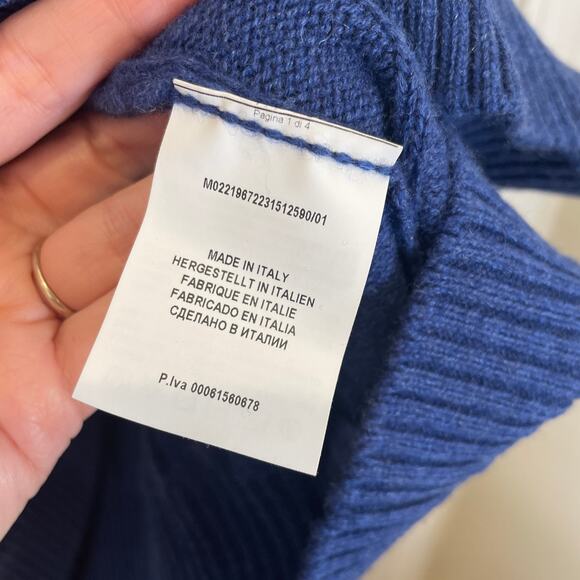 Gran Sasso Made in Italy Mens Cable Knit Sweater Wool Cashmere Blue Preppy XL - Picture 5 of 8